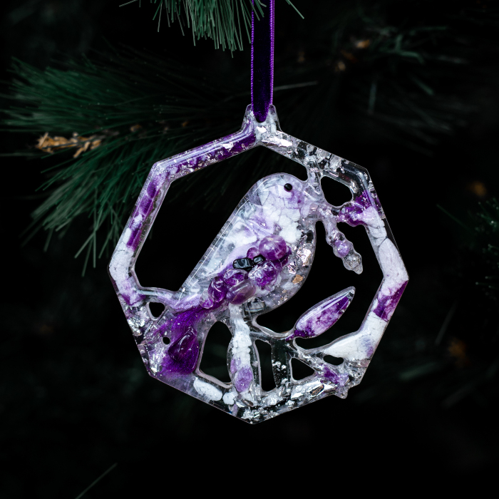 Set of Christmas tree toys with amethyst "New Year's" collection "Stories" 3 pcs